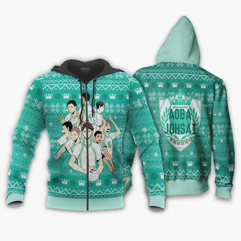Divesart - Aoba Johsai Ugly Christmas pusero ja huppari Haikyuu Anime -joulupaita